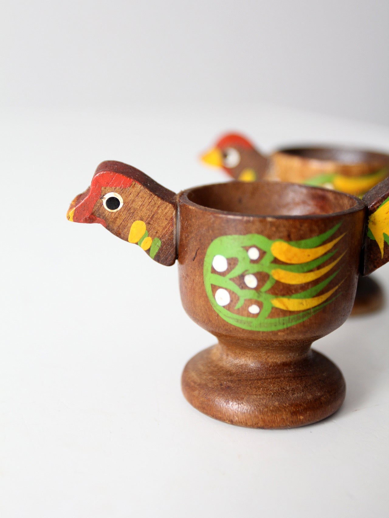 vintage wooden bird egg cups set of 4