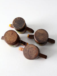 vintage wooden bird egg cups set of 4