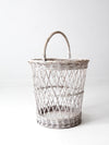 vintage white wicker harvest basket