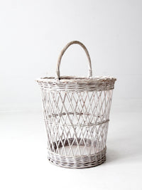 vintage white wicker harvest basket