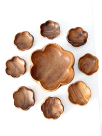 mid-century wooden serving bowl set