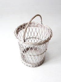 vintage white wicker harvest basket