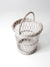vintage white wicker harvest basket
