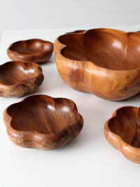 mid-century wooden serving bowl set