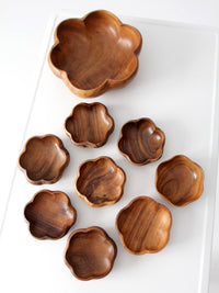 mid-century wooden serving bowl set