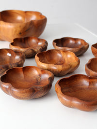 mid-century wooden serving bowl set
