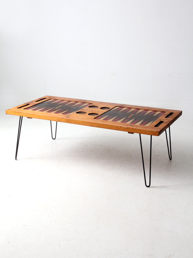 mid century backgammon game table coffee table