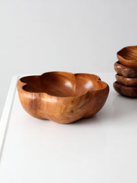 mid-century wooden serving bowl set