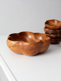 mid-century wooden serving bowl set