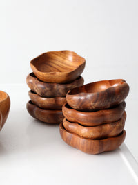 mid-century wooden serving bowl set