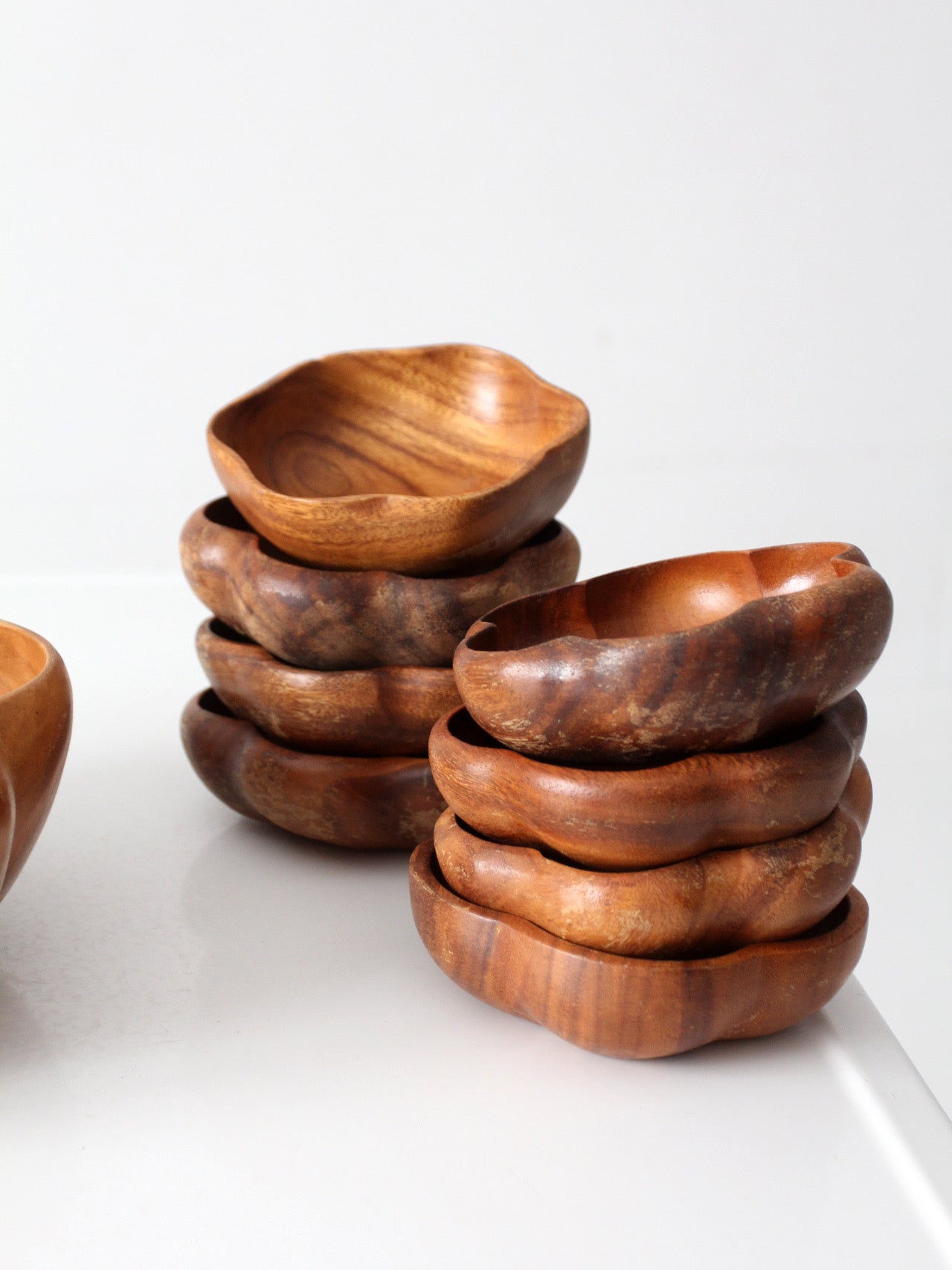 mid-century wooden serving bowl set