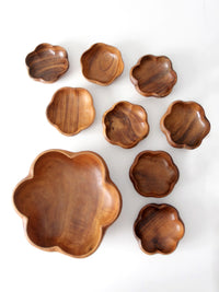 mid-century wooden serving bowl set
