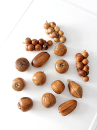 mid-century carved wood fruit set