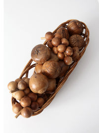 mid-century carved wood fruit set