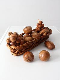 mid-century carved wood fruit set