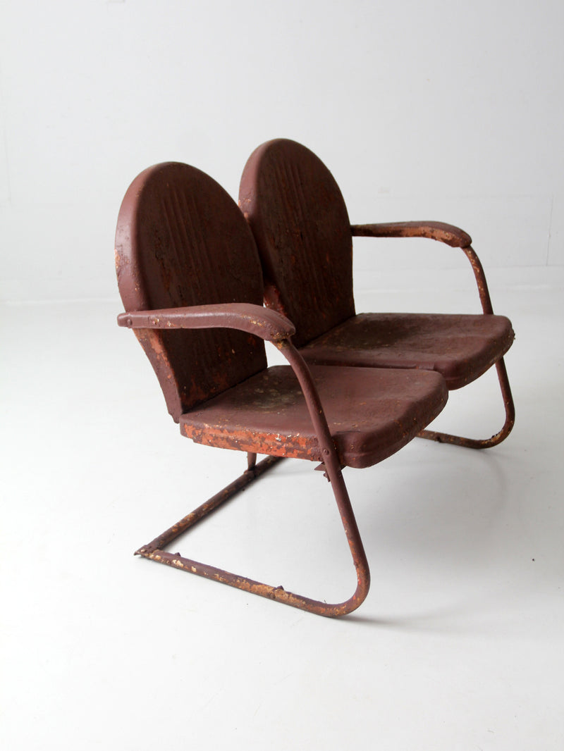 mid century double seat motel chair bench