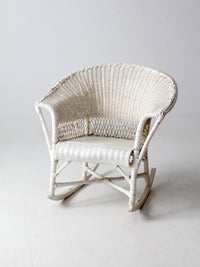 antique white wicker rocking  chair