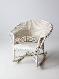 antique white wicker rocking  chair