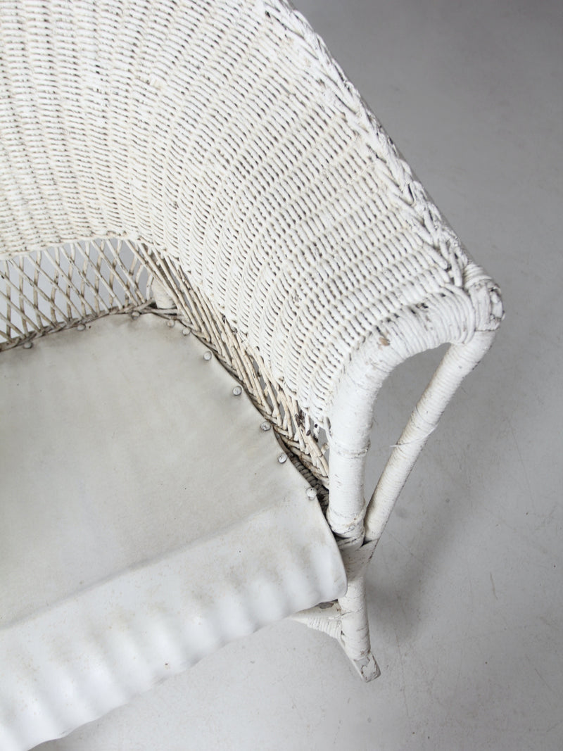 antique white wicker rocking  chair