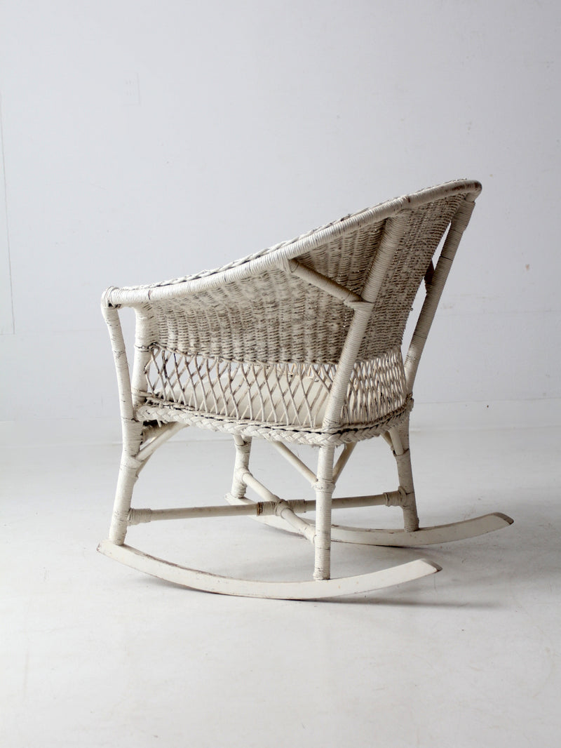 antique white wicker rocking  chair