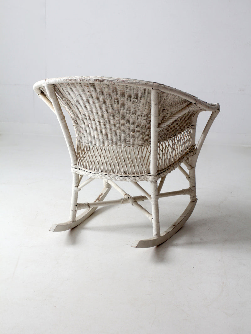 antique white wicker rocking  chair