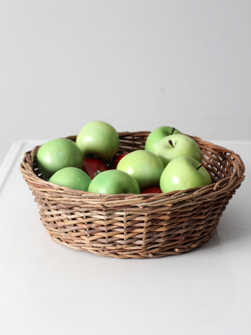 vintage wicker basket bowl