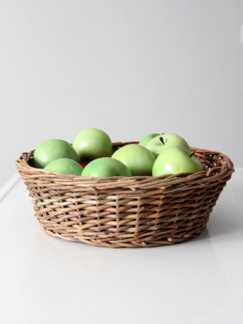 vintage wicker basket bowl