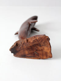 mid-century ironwood dolphin sculpture