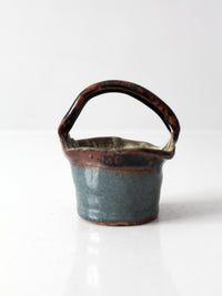 vintage handmade studio pottery basket