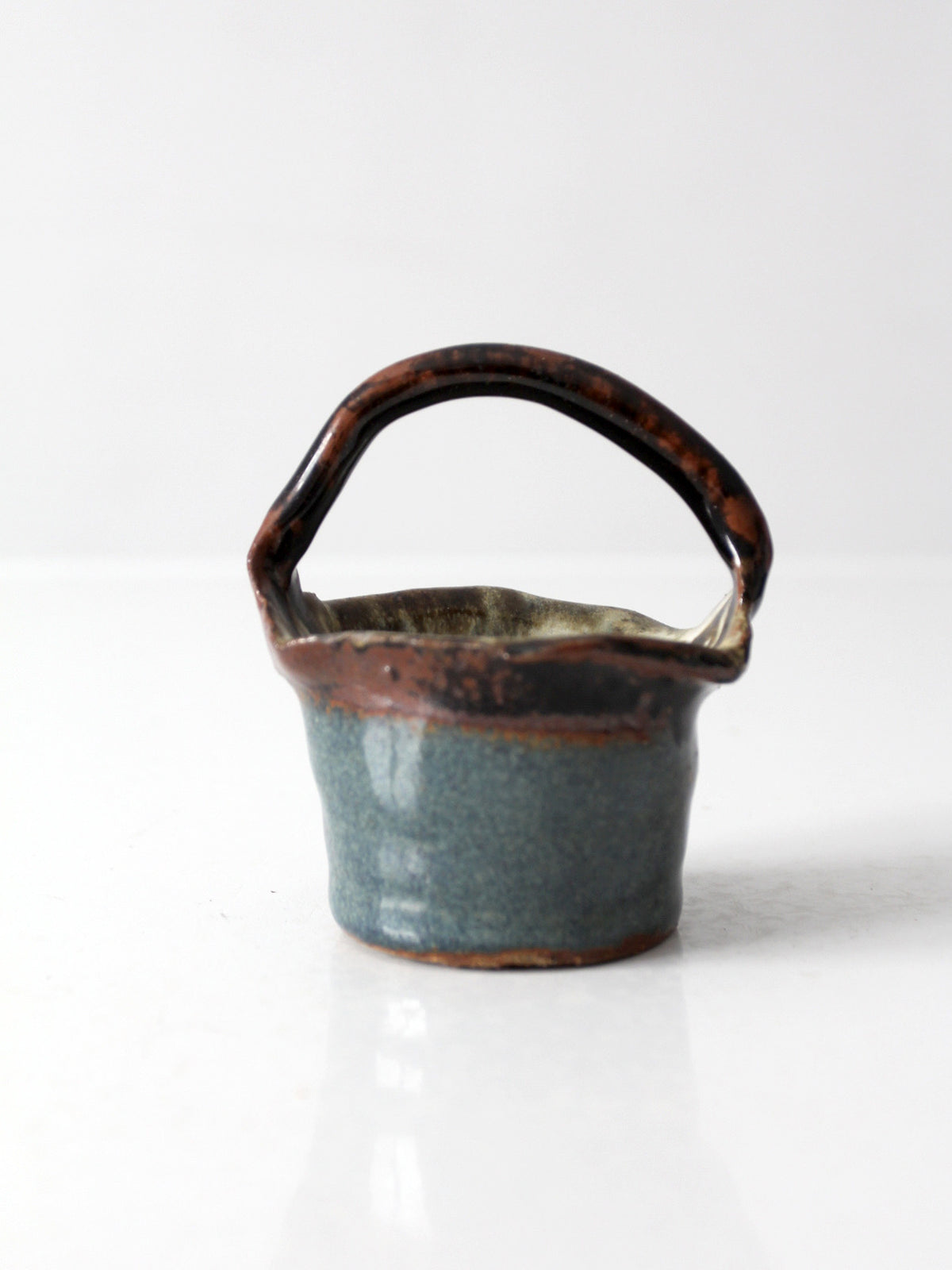 vintage handmade studio pottery basket