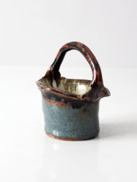 vintage handmade studio pottery basket