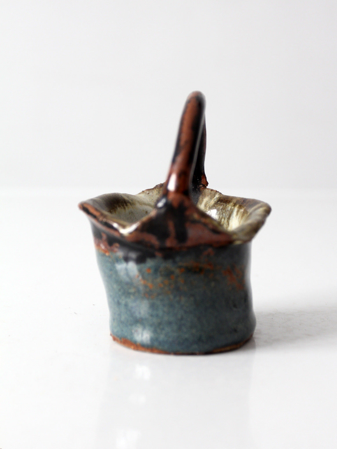 vintage handmade studio pottery basket