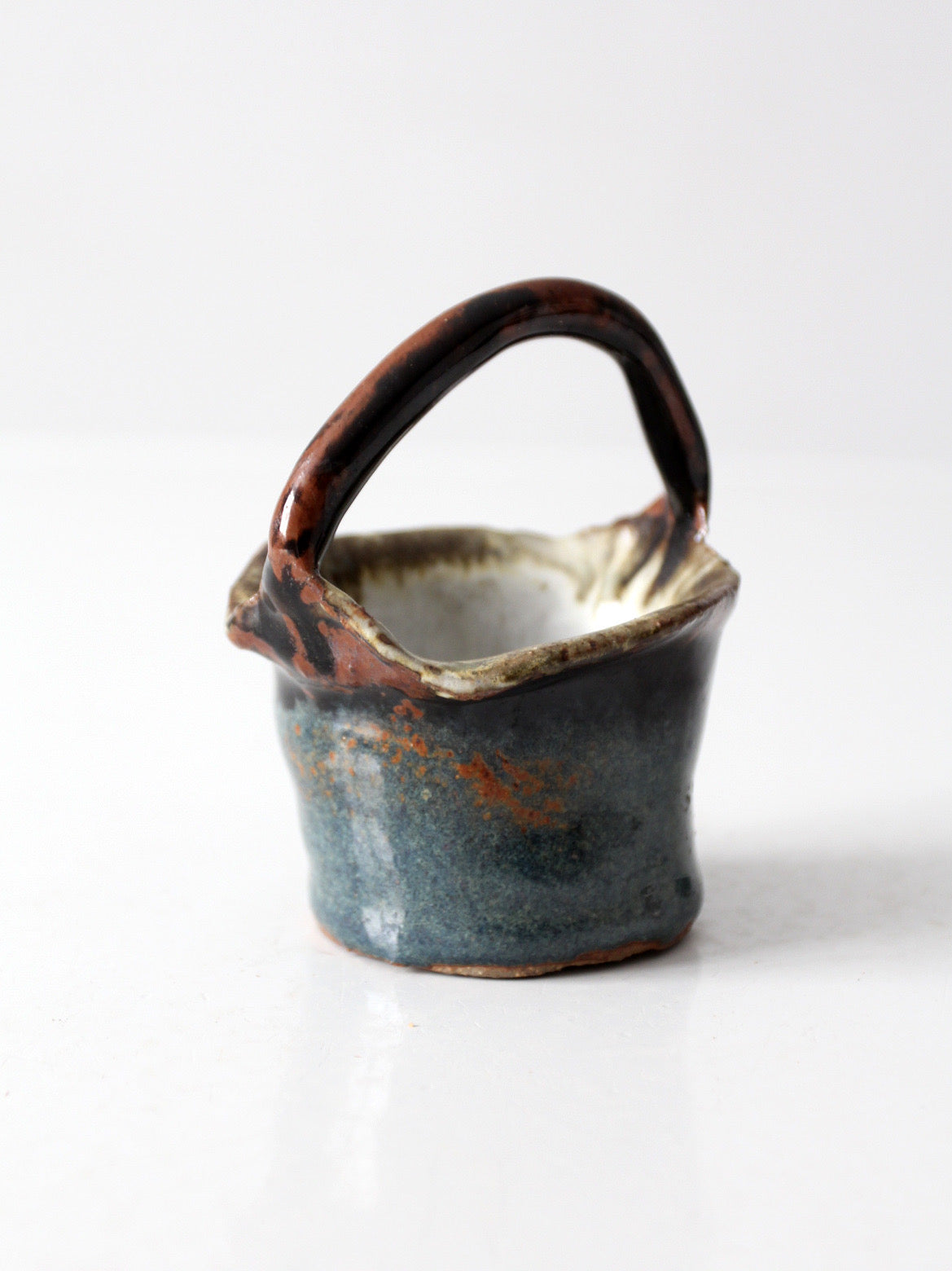 vintage handmade studio pottery basket