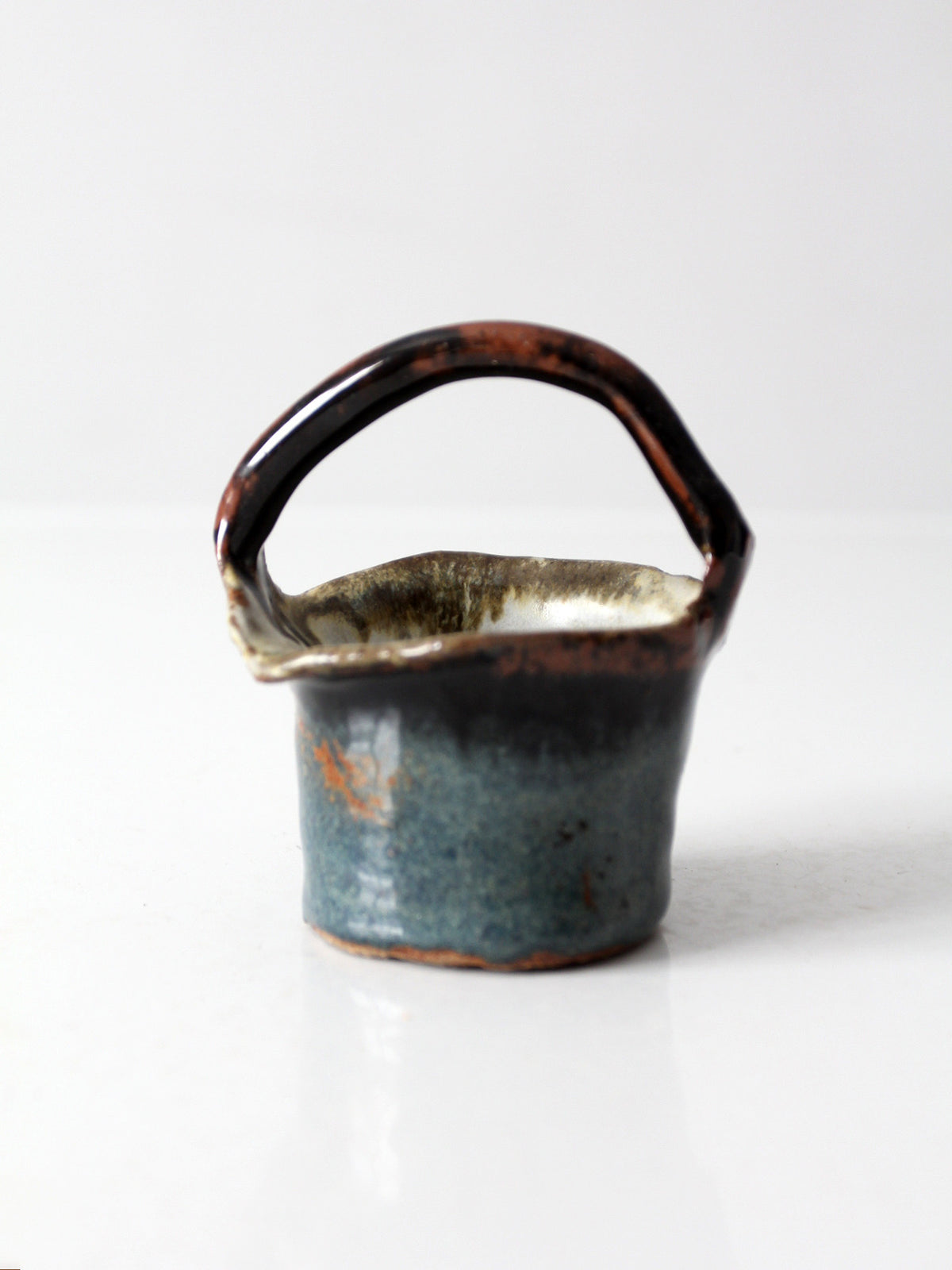 vintage handmade studio pottery basket