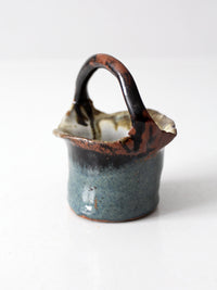 vintage handmade studio pottery basket