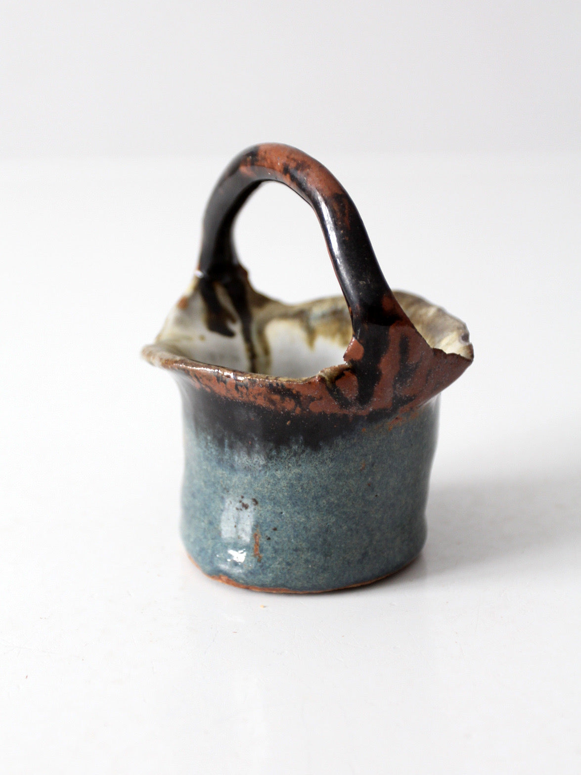 vintage handmade studio pottery basket