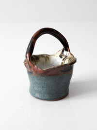 vintage handmade studio pottery basket