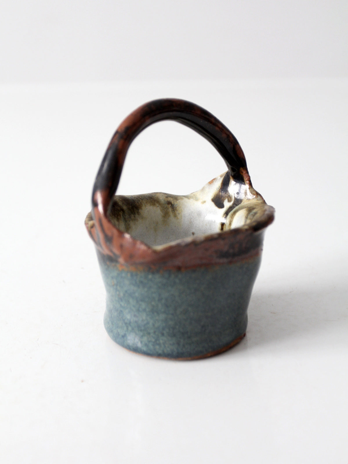 vintage handmade studio pottery basket