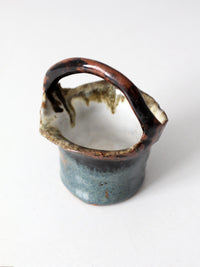 vintage handmade studio pottery basket