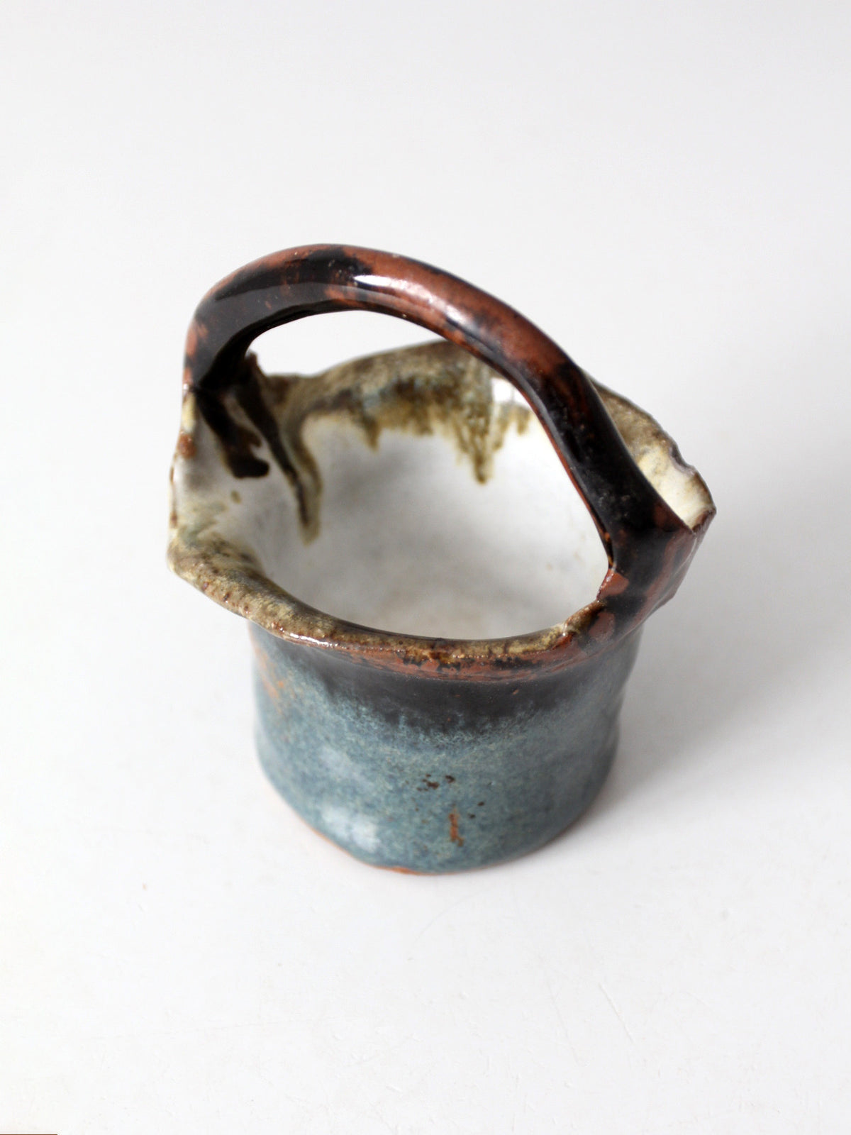 vintage handmade studio pottery basket