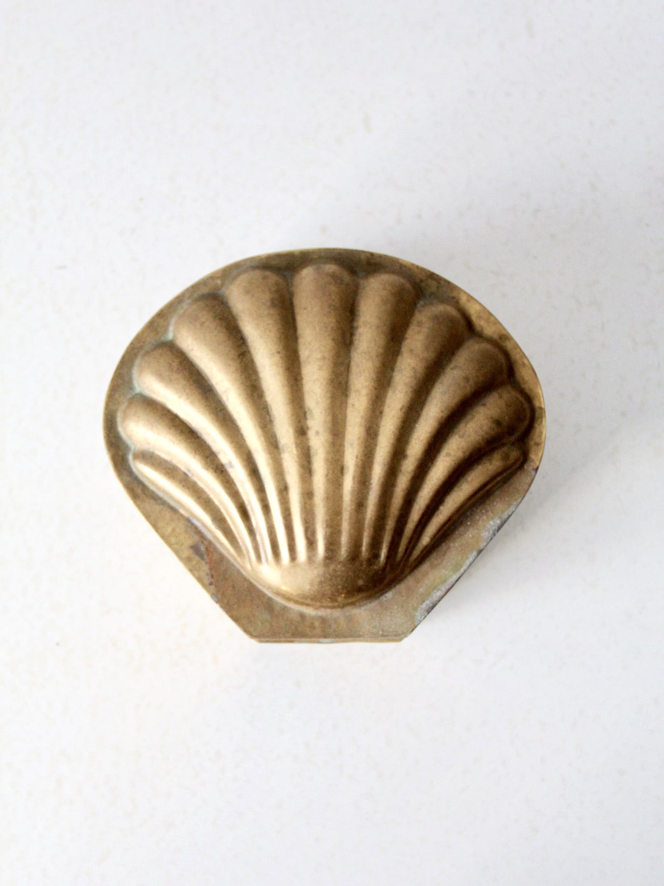 mid-century brass seashell shaped box