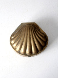 mid-century brass seashell shaped box