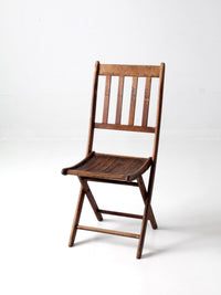 vintage wood slat folding chair