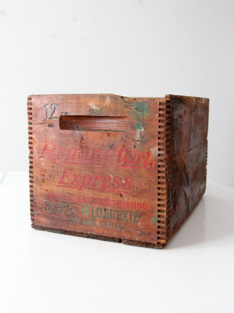 antique Remington Arms wooden ammunition crate