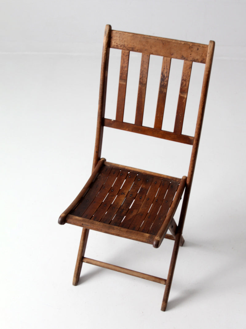 vintage wood slat folding chair