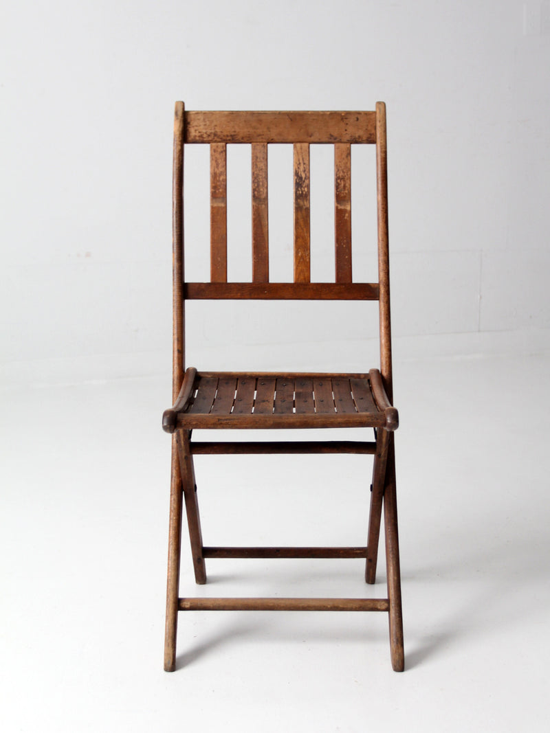 vintage wood slat folding chair