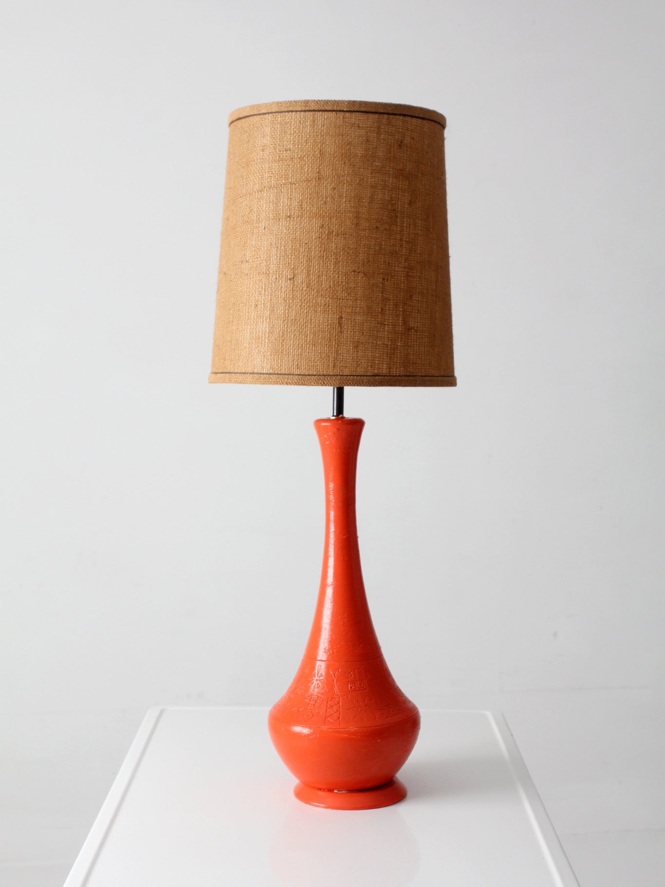 mid-century orange ceramic table lamp