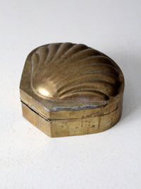 mid-century brass seashell shaped box