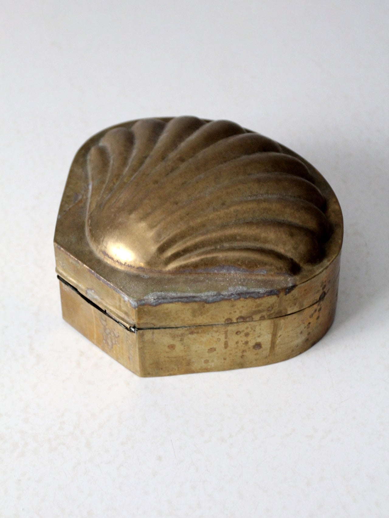 mid-century brass seashell shaped box