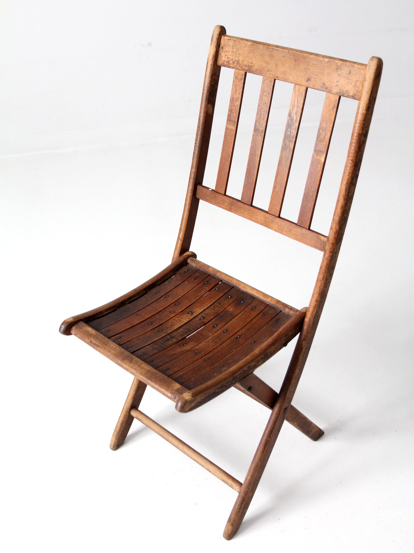 vintage wood slat folding chair